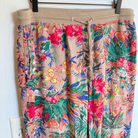 M&S Collection Women UK 14/US 10 Floral Linen Blend Ankle Pant Beachy Resort - Picture 3 of 11